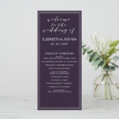 Simple Purple Silver Wedding programs (Standing Front)