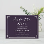 Simple Purple silver Wedding save the dates Save The Date (Standing Front)