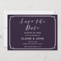 Simple Purple silver Wedding save the dates Save The Date