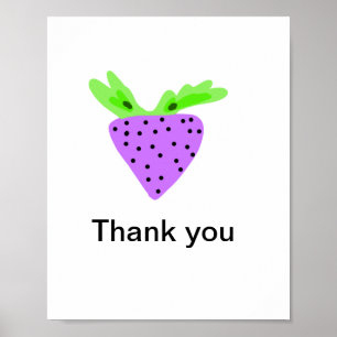 Simple.purple strawberry thank you add name custom poster