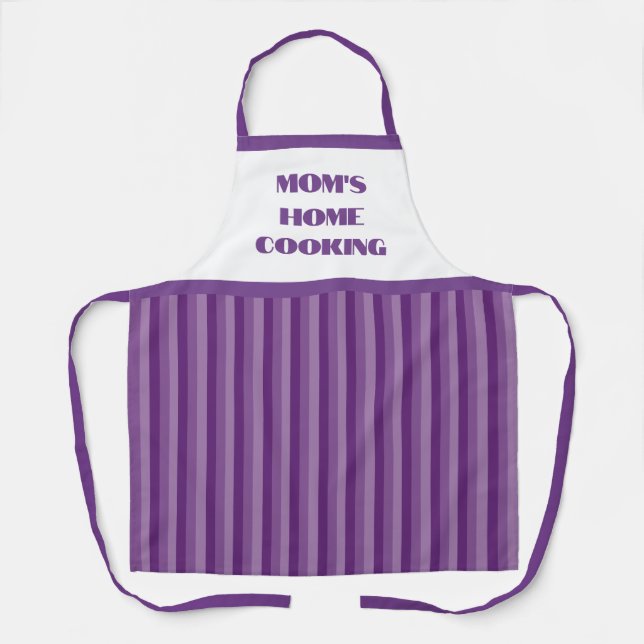 Simple Purple Stripe Mom's Home Cooking Apron (Front)