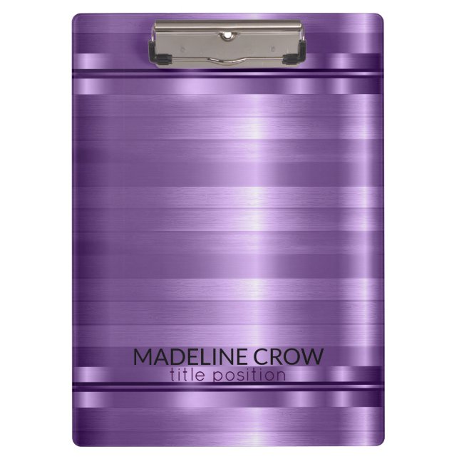 Simple Purple Stripes Clipboard (Front)
