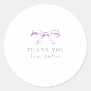 Simple Purple Vintage Bow Birthday Thank You Favor Classic Round Sticker