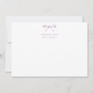 Simple Purple Vintage Bow Flat Thank You Card