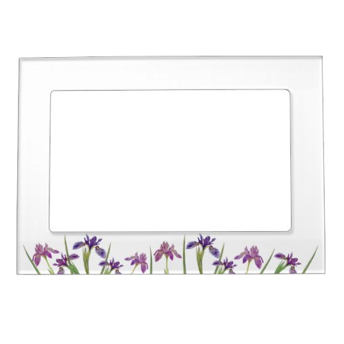 Simple Purple Watercolor Iris Flowers Chic White Magnetic Frame