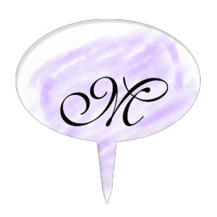 simple purple watercolor splashes pastel add name cake topper
