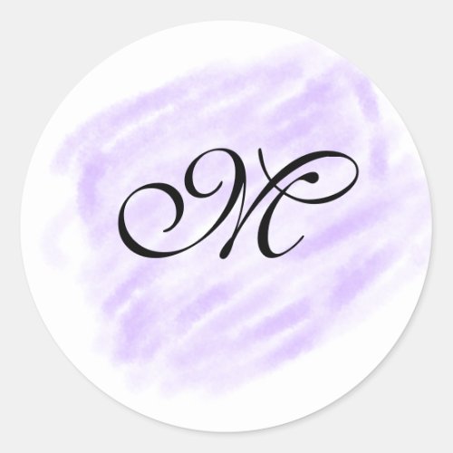 simple purple watercolor splashes pastel add name  classic round sticker