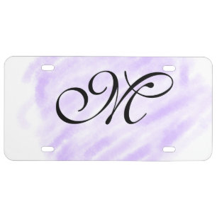 simple purple watercolor splashes pastel add name license plate