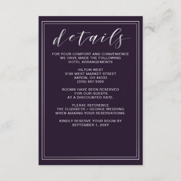 Simple Purple Wedding details card