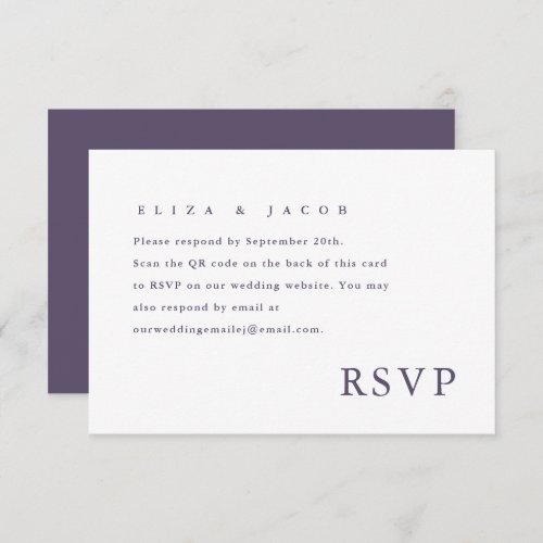 Simple Purple Wedding RSVP QR Code