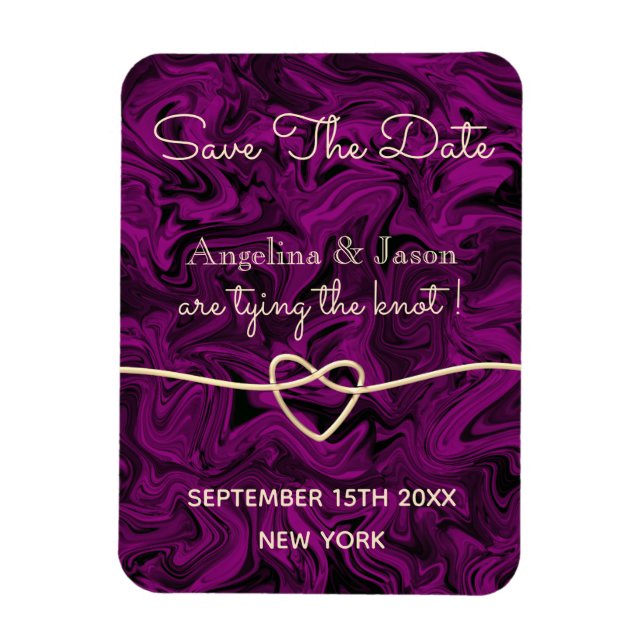 Simple Purple Wedding Save The Date Invitation Magnet (Vertical)
