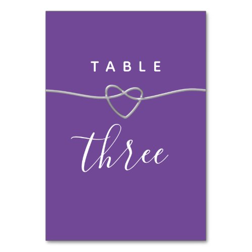 Simple Purple Wedding Table Number