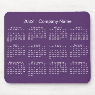 Simple Purple White 2022 Calendar Company Name Mouse Pad