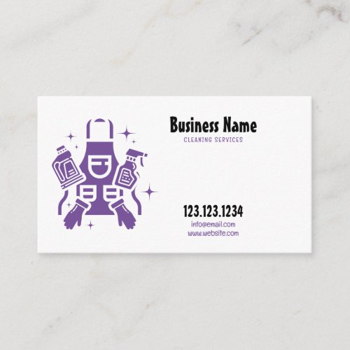 Simple Purple  White Apron Gloves Home Cleaning Business Card