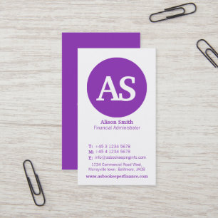 Simple purple & white circle finance business card