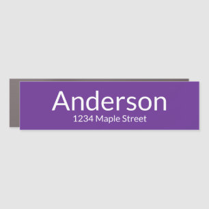 Simple Purple White Mailbox Name Street Address Car Magnet