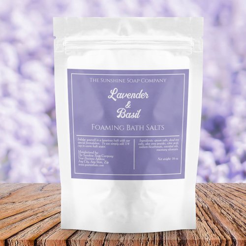 Simple Purple White Waterproof Product Label