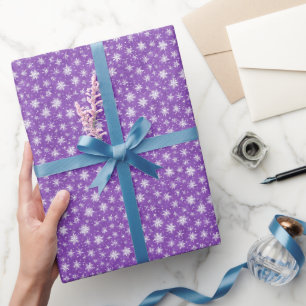 Simple Purple White Winter Snowflakes Watercolor Wrapping Paper
