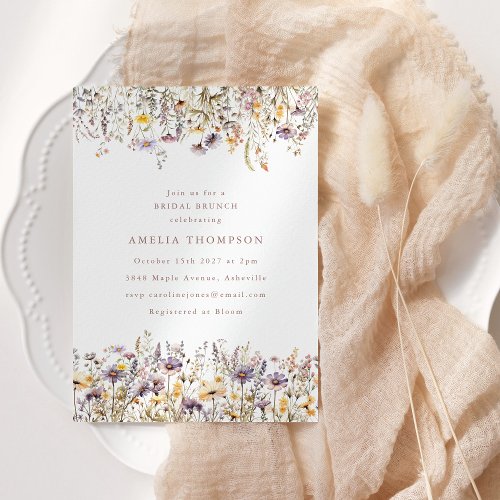 Simple Purple Wildflowers Border Bridal Shower  Invitation