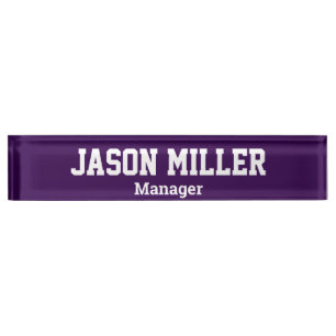 Simple Purple with White Lettering Desk Name Plate