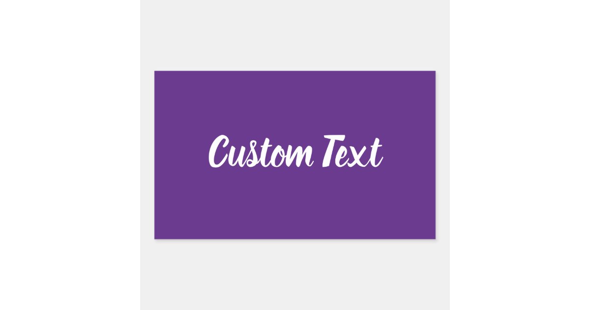 Simple Purple with White Script Text Template Rectangular Sticker | Zazzle