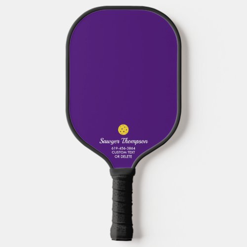Simple Purple Your Custom Text Personalized Pickleball Paddle