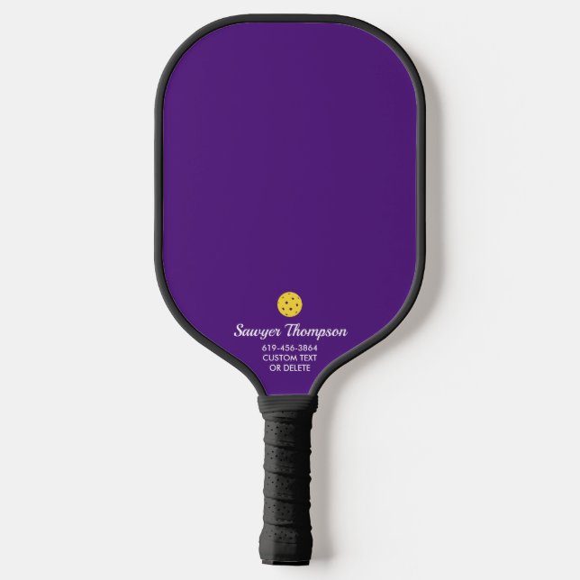 Simple Purple Your Custom Text Personalized Pickleball Paddle (Back)
