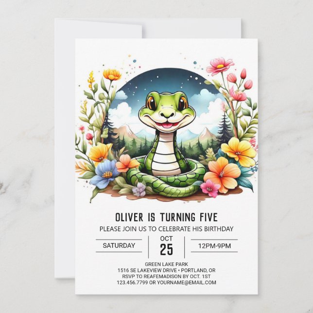 Simple Python Children Birthday Party Invitation (Front)