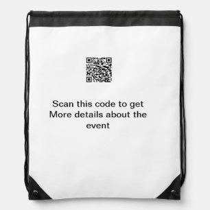 Simple Q R code scan business event template atext Drawstring Bag