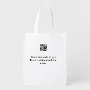 Simple Q R code scan business event template atext Grocery Bag