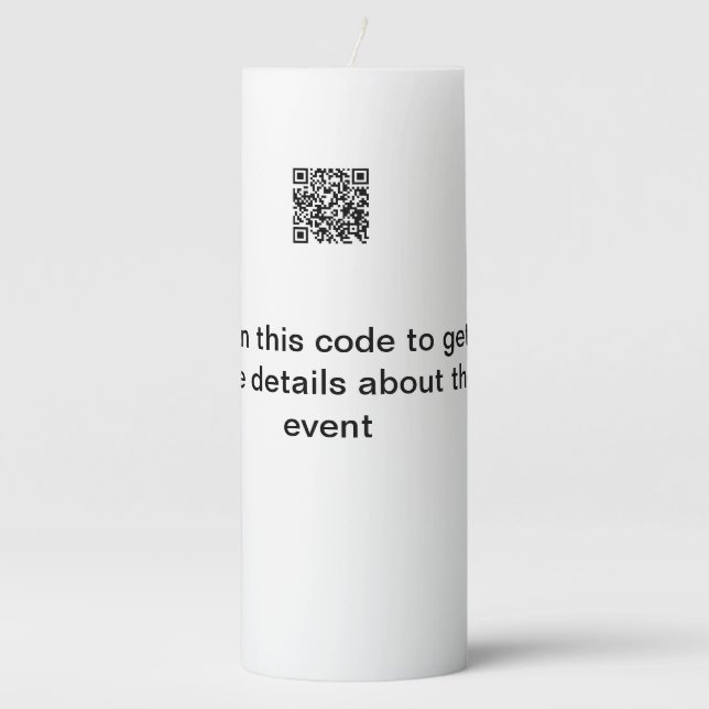 Simple Q R code scan business event template atext Pillar Candle (Front)