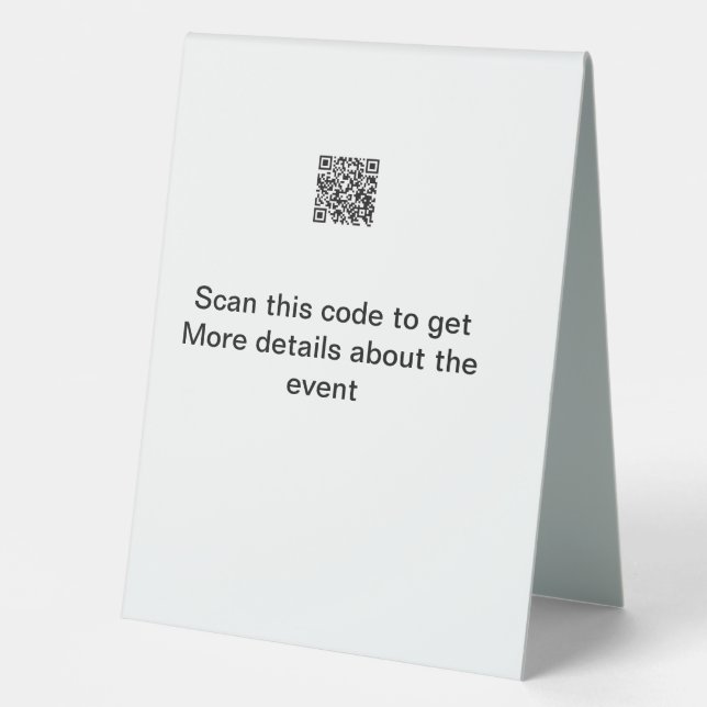 Simple Q R code scan business event template atext Table Tent (Front)