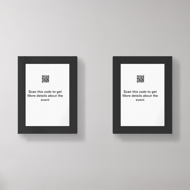 Simple Q R code scan business event template atext Wall Art Sets (Front)