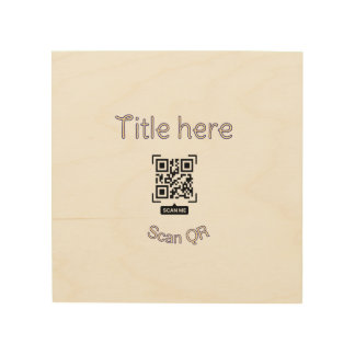 Simple Q R code scan business event template atext Wood Wall Art