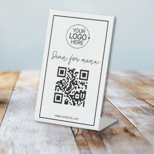 Simple QR Code Add Logo Contactless Menu Script Pedestal Sign