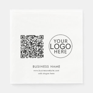 Simple QR Code and Business Logo Thank You Paper Napkins
