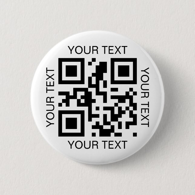 Simple QR Code and Custom Text Promotional Button (Front)