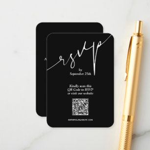 Simple QR Code Black Wedding Enclosure Card