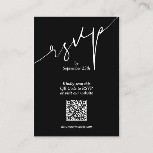 Simple QR Code Black Wedding Enclosure Card