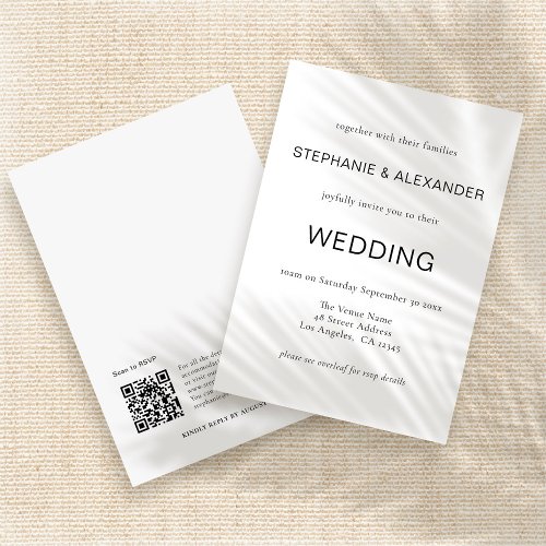 Simple QR Code Black White Wedding Invitation