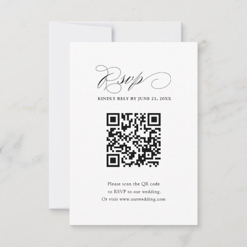 Simple QR Code Black & White Wedding RSVP Card