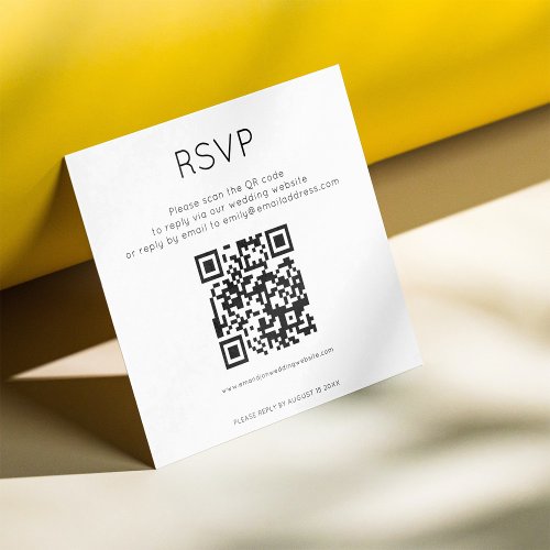 Simple QR Code Black White Wedding RSVP Enclosure Card
