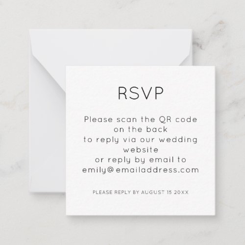 Simple QR Code Black White Wedding RSVP Note Card