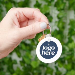 Simple QR Code Blue Business Logo Keychain