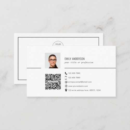 Simple QR code business card with photo clean