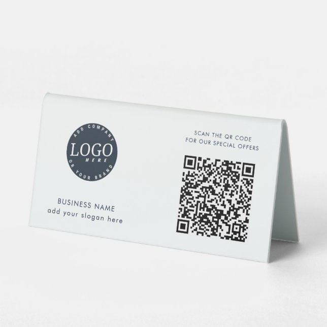 Simple QR Code Business Logo Custom Table Tent (Front)