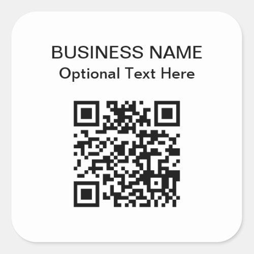 Simple QR Code  Business Name  Square Sticker