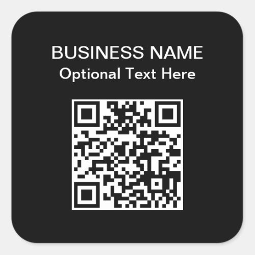 Simple QR Code  Business Name  Square Sticker