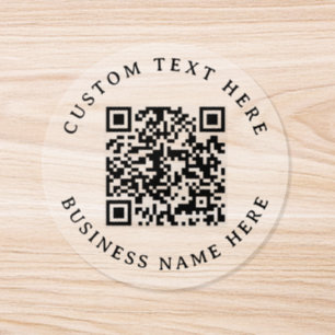 Simple QR Code Business Store Brand Logo Classic Round Sticker