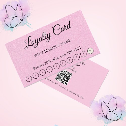 Simple QR Code Client Appreciation Pink Loyalty Business Card
